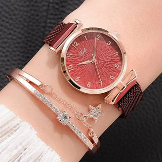 Luxury Women Bracelet Quartz Watches For Women Magnetic Watch Ladies Sports Dress Pink Dial Wrist Watch Clock Relogio Feminino ALODIA STORE