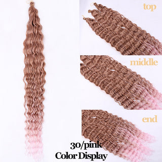 Full Star Crochet Hair Pink Ombre Blonde Ocean Wave 32 Inch Synthetic Hair 100g Soft Braiding Hair Extensions Deep Wave Twist ALODIA STORE