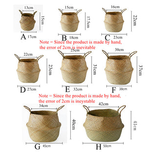 LuanQI Wicker Basket Toy Organizer Folding Rattan Seagrass Storage Basket Laundry Woven Basket Plant Flower Pot For Home Garden ALODIA STORE