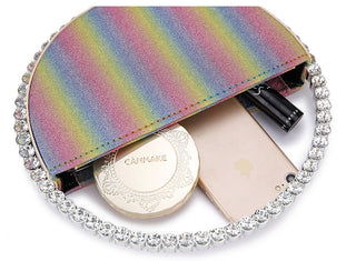 Luxury Colored Diamond Half Moon Women Purses and Handbags Evening Bag Serpentine Designer Party Clutch Bag Chic Wedding Bag ALODIA STORE