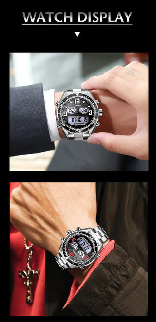 SINOBI Men's Sports Watch Luxury Male Stainless Steel Chronograph Quartz Watches Military Wrist Watch Gift for Men Reloj Saat ALODIA STORE