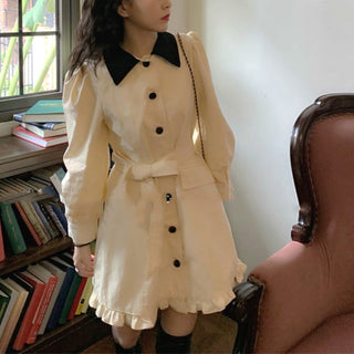 Vintage Elegant Dress Women Autumn Patchwork ALODIA STORE