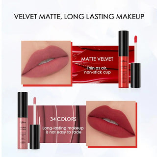 QIBEST Matte Lip Gloss Lip Makeup 34 Colors Velet Nude Waterproof Lipgloss Matte Lipstick Liquid Lipstick Long lasting Lip Tint ALODIA STORE