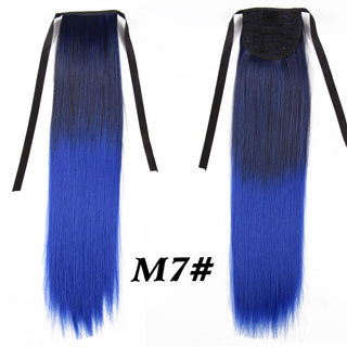 Synthetic Ponytails 20Inch Long Straight  Pony Tail Hair Extensions Drawstring Ponytail Clip In Fake Hair Tail Ombre ALODIA STORE