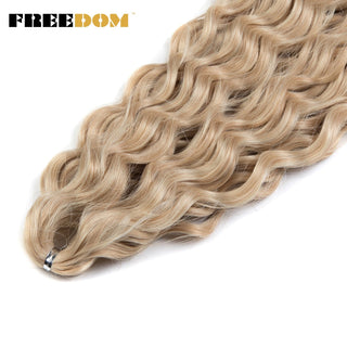 FREEDOM Synthetic Long Curly Wave Crochet Hair 32 Inch Synthetic Braiding Hair Natural Wavy Ombre Blonde Red Hair Extensions ALODIA STORE