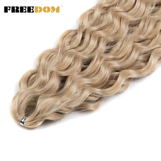 FREEDOM Synthetic Long Curly Wave Crochet Hair 32 Inch Synthetic Braiding Hair Natural Wavy Ombre Blonde Red Hair Extensions ALODIA STORE