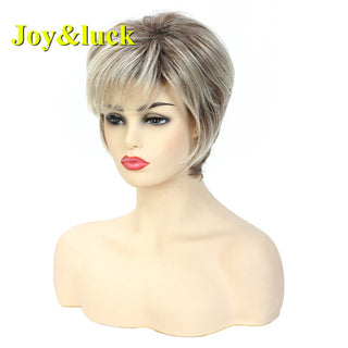 Short Ombre Blonde Wig Synthetic Bob Straight Hair With Bangs Women Natural Daily Wear Wig ALODIA STORE