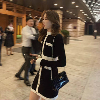 QWEEK Korean style Bodycon Dress Elegant Longsleeve ALODIA STORE