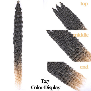 Full Star Crochet Hair Pink Ombre Blonde Ocean Wave 32 Inch Synthetic Hair 100g Soft Braiding Hair Extensions Deep Wave Twist ALODIA STORE