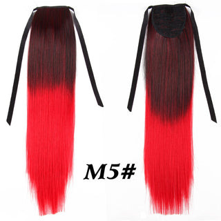 Synthetic Ponytails 20Inch Long Straight  Pony Tail Hair Extensions Drawstring Ponytail Clip In Fake Hair Tail Ombre ALODIA STORE