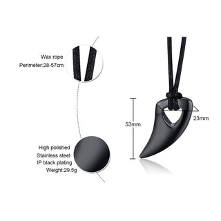 Fashional Domineering Men's Pendant Necklace Adjustable Color Stainless Steel Wolf Teeth Tribal Polished Necklace ALODIA STORE