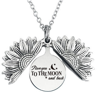 New Stainless Steel Necklaces For Women Open Locket Necklace Engraved You Are My Sunshine Sunflower Pendant Necklace Gift ALODIA STORE
