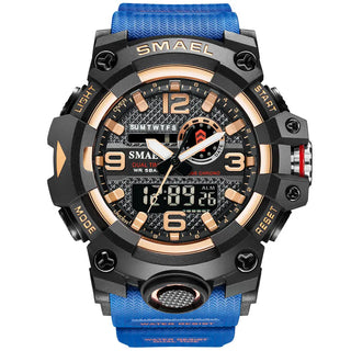 SMAEL Men Sport Watches Dual Time Digital Watch Quartz 50m Waterproof Watch Led Military Watch Sport 8035 Men Watches Wristwatch ALODIA STORE