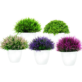 Artificial Plants Potted Green Bonsai Small Tree Grass Plants Pot Ornament Fake Flowers for Home Garden Decoration Wedding Party ALODIA STORE