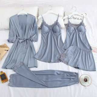Sexy Lady Women Satin Short Kimono Robe Pajamas Bathrobe Print Floral Sleepwear Soft Wedding Bride Bridesmaid Homewear ALODIA STORE