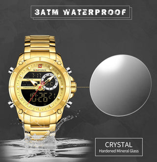 NAVIFORCE Luxury Original Sports Wrist Watch For Men Quartz Steel Waterproof Dual Display Fashion Watches Relogio Masculino 9163 ALODIA STORE