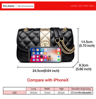 FOXER Women Crossbody Shoulder Bag Diamond Lattice Handbag Lady Purse Split Leather Chain Strap Messenger Bag Valentine Day Gift ALODIA STORE