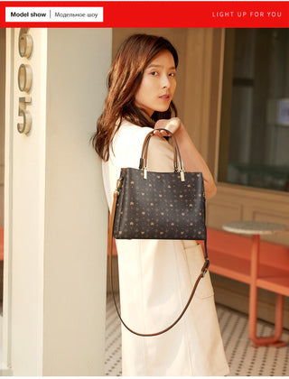 FOXER Business Lady Elegant Handbag Large Capacity Commuter Totes Style Signature Bag for Women Monogram PVC Purse Shoulder Bags ALODIA STORE