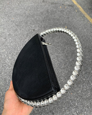 Luxury Colored Diamond Half Moon Women Purses and Handbags Evening Bag Serpentine Designer Party Clutch Bag Chic Wedding Bag ALODIA STORE