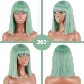 Short straight orange wig with bangs synthetic fiber wig African American white female cosplay/party/daily wig ALODIA STORE