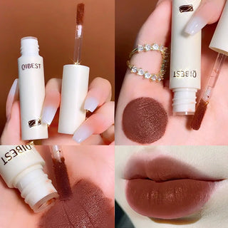 QIBEST Lip Gloss 8 Colors Nude Matte Chocolate Lipstick Waterproof Long Lasting Women Red Lip Tint Velvet Lip Glaze Cosmetics ALODIA STORE