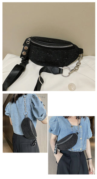 JIEROTYX Fashion Rhinestones Women waist bag ALODIA STORE