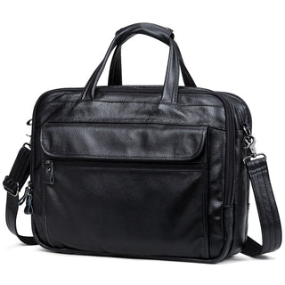 Large Men Leather Handbgs Male Genuine Leather Business Travel Brifcases Bag Men's 15.6 Inch Laptop Shoulder Bag Business A4 Bag ALODIA STORE