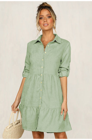 Shirt Dress Long Sleeve Women Clothing Autumn Winter Dress Button Turn-down Collar Ladies A-line Mini Party Dress 2022 Vestidos ALODIA STORE