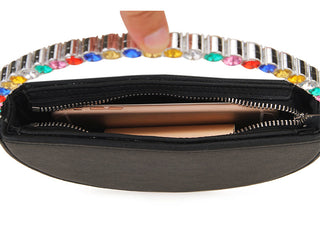 Luxury Colored Diamond Half Moon Women Purses and Handbags Evening Bag Serpentine Designer Party Clutch Bag Chic Wedding Bag ALODIA STORE
