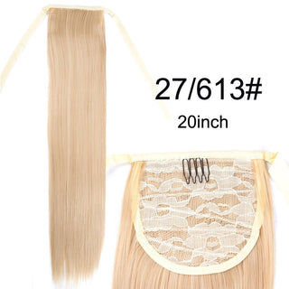 Synthetic Ponytails 20Inch Long Straight  Pony Tail Hair Extensions Drawstring Ponytail Clip In Fake Hair Tail Ombre ALODIA STORE