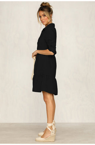 Shirt Dress Long Sleeve Women Clothing Autumn Winter Dress Button Turn-down Collar Ladies A-line Mini Party Dress 2022 Vestidos ALODIA STORE