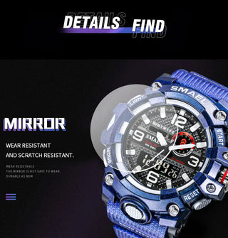 SMAEL Men Sport Watches Dual Time Digital Watch Quartz 50m Waterproof Watch Led Military Watch Sport 8035 Men Watches Wristwatch ALODIA STORE