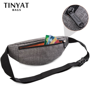 TINYAT Male Men Waist Bag Pack Casual Functional Money ALODIA STORE