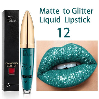 Sexy Diamond Shimmer Glitter Lipg Loss Matte To Glitter Liquid Lipstick Waterproof Diamond Pearl Colour Lip Gloss Makeup Beauty ALODIA STORE