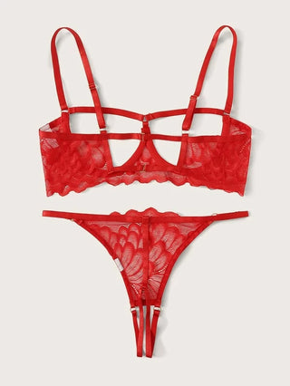 Ellolace Lingerie Set Sexy Hollow Out Lingerie Underwear Set Women's Push Up Bra Erotic Lingerie Sex Underwear For Women ALODIA STORE