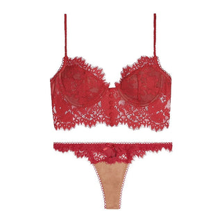 Sexy Lingerie Women Underwear Set Eyelash lace Brassiere Lingerie Set Sex Lace Bralette Bra and Panty Set Panties Wholesale ALODIA STORE