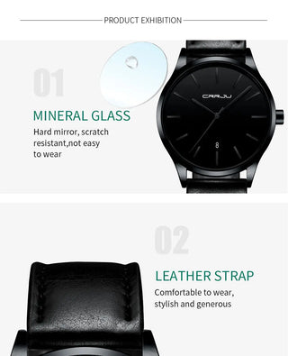 Mens Watches CRRJU Full Steel Casual Waterproof Watch for Man Leather Quartz Watch Men's Dress Calendar Watch Relogio Masculino ALODIA STORE