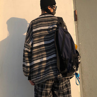 Unisex oversized Women Striped Kn Japanese ALODIA STORE