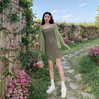 Spring dress Koreastyle versatile avocado fruit green dress ALODIA STORE