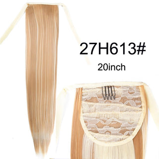 Synthetic Ponytails 20Inch Long Straight  Pony Tail Hair Extensions Drawstring Ponytail Clip In Fake Hair Tail Ombre ALODIA STORE