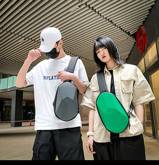 Fashion Chest Bag Men Universal Polyhedron Diagonal Hard Shell Waterproof Function Backpack Riding Couple Shoulder Bag ALODIA STORE