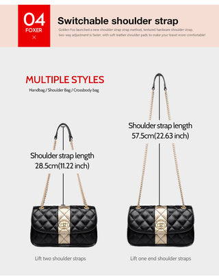 FOXER Women Crossbody Shoulder Bag Diamond Lattice Handbag Lady Purse Split Leather Chain Strap Messenger Bag Valentine Day Gift ALODIA STORE