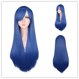 QQXCAIW Long Straight Cosplay Wig Black Purple Pink Blue Sliver Gray Blonde White Orange Brown Synthetic Hair Wigs ALODIA STORE