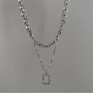 New Senior Fashion Women Pendant Necklaces Fine Double Link Chain Metal Heart Party Necklace Jewelry Gift ALODIA STORE