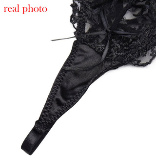 Ellolace Lace Lingerie Embroidery Women's Underwear Transparent Erotic Push Up Bra And Panty Set Black Fancy Garters Intimate ALODIA STORE
