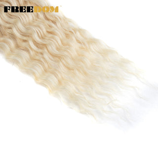 FREEDOM Synthetic Long Curly Wave Crochet Hair 32 Inch Synthetic Braiding Hair Natural Wavy Ombre Blonde Red Hair Extensions ALODIA STORE