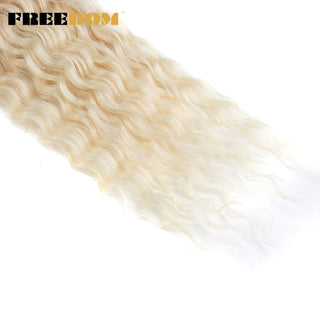 FREEDOM Synthetic Long Curly Wave Crochet Hair 32 Inch Synthetic Braiding Hair Natural Wavy Ombre Blonde Red Hair Extensions ALODIA STORE
