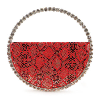 Luxury Colored Diamond Half Moon Women Purses and Handbags Evening Bag Serpentine Designer Party Clutch Bag Chic Wedding Bag ALODIA STORE
