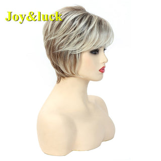 Short Ombre Blonde Wig Synthetic Bob Straight Hair With Bangs Women Natural Daily Wear Wig ALODIA STORE