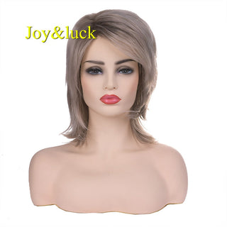 Short Ombre Blonde Wig Synthetic Bob Straight Hair With Bangs Women Natural Daily Wear Wig ALODIA STORE